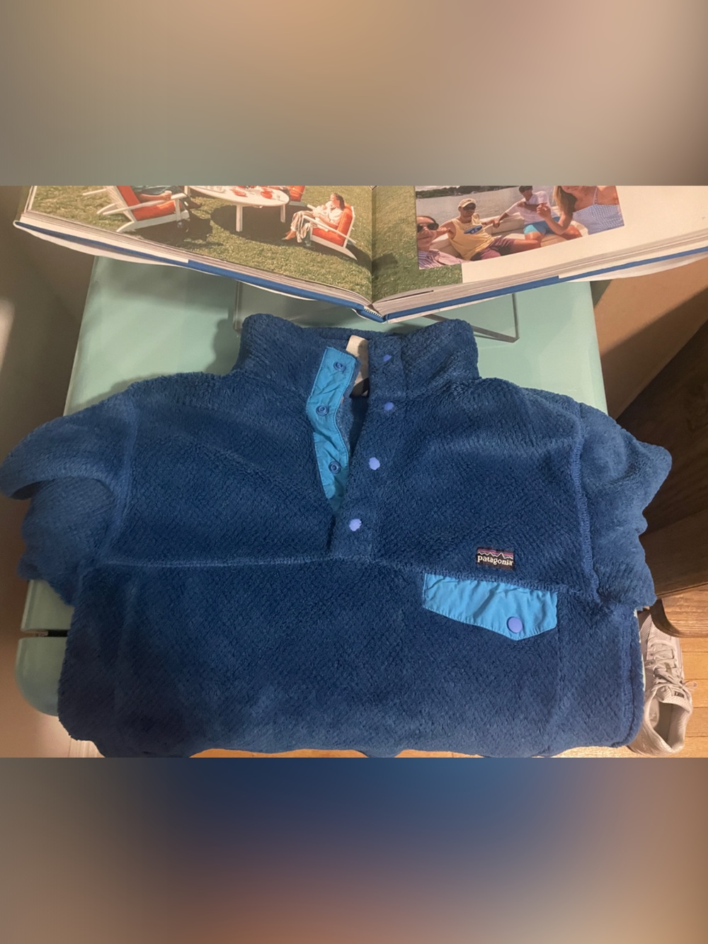 Patagonia Kids Navy Blue Fleece Pullover with Snap Placket